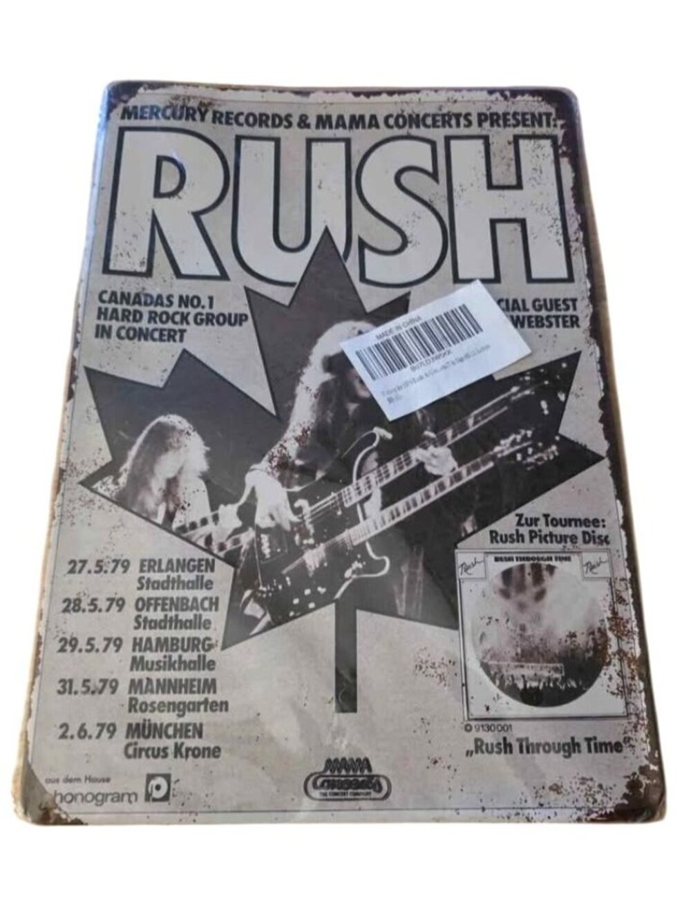 New Rush Music Metal Concert Sign/Shield